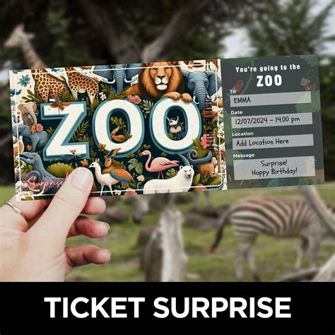 Zoo Ticket Template, Printable Event Ticket, Safari Park, Gift Voucher