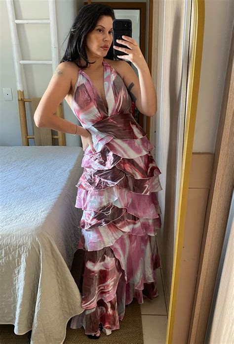 Vestido De Festa Nude Furtacor Frente Nica Babados Vestido De Festa Feminino Usado