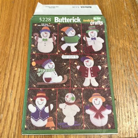 Butterick Office Vintage Uncut Craft Nosew Pattern Snowmen