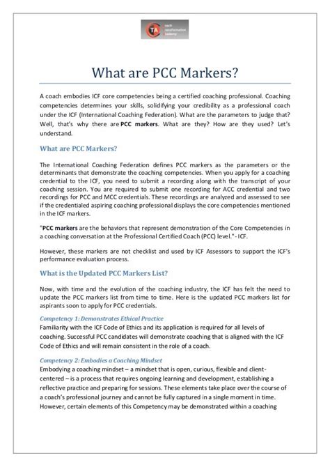 What Are PCC Markers Pdf