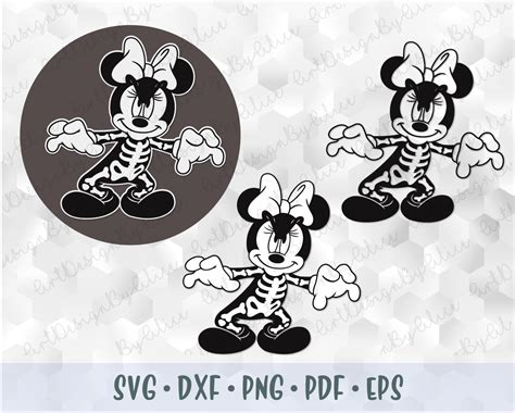 Svg Png Mickey Minnie Mouse Skeleton Halloween Ears Head Bones Etsy