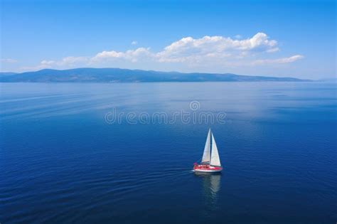 A Drone Shot Of Sailing Boats Maintaining Safe Distance Stock