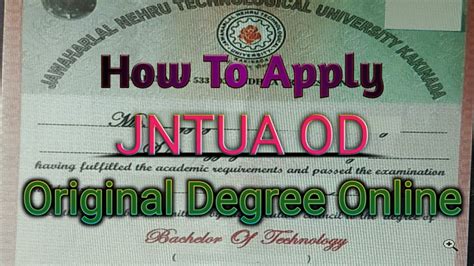 How To Apply Jntua Od In Online Jntu Original Degree 2021 How Much Cost Full Details About