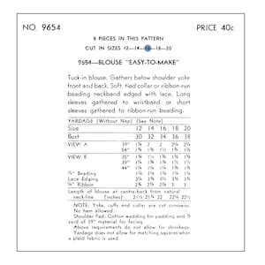 1940s Wartime High Neck Pussy Bow Blouse 34 Bust PDF Print At Home Sewing Pattern Etsy