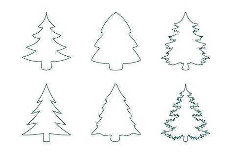 Premium Vector Green Line Christmas Tree Collection