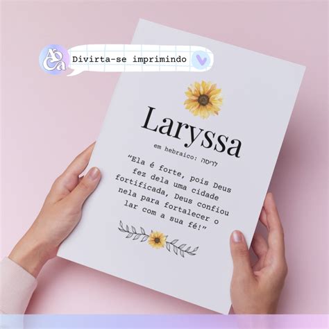 arte digital  quadro nome laryssa  significado elo