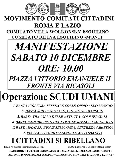 Comitato Difesa Esquilino Monti Castropretorio Sabato Dicembre Ore