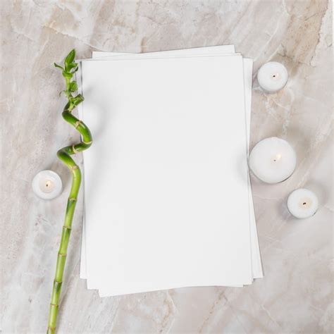 premium photo flat lay design  blank paper