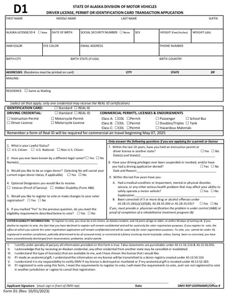 Form D1 Download Fillable Pdf Or Fill Online Driver License Permit Or