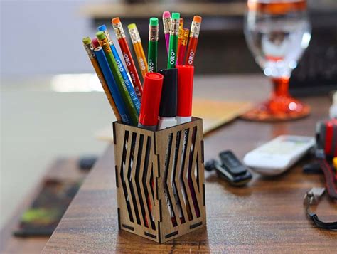 laser cut square  holder pencil stand design vector file vectors file