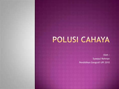 Polusi Cahaya Ppt