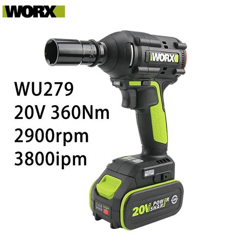 WORX Cordless Impact Wrench WU279 20V 360Nm 2900rpm 3800ipm Brushless