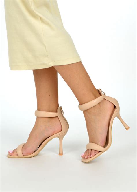 Nude Padded Heeled Sandals Shoelace Womens Shoes Bags And Fashion