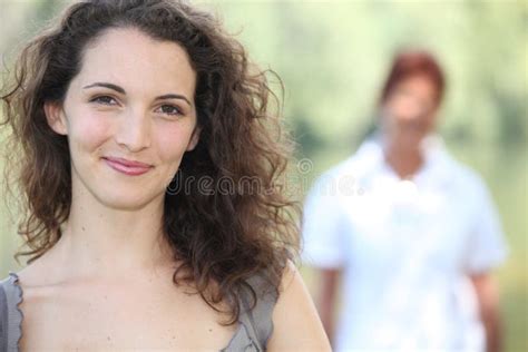 Attractive Brunette Stood Outdoors Stock Image Image Of Nature Pretty