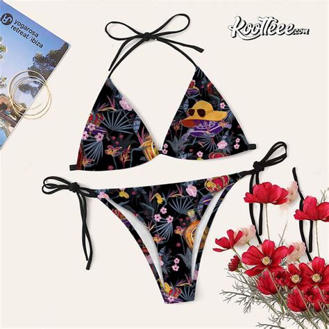 Night Tropical Crown Royal Swimsuit String String Triangle Bikini Summer Vacation Hg Set
