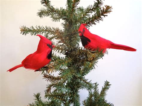 Perched Red Cardinal Holiday And Christmas Ornament 6 Inch Per Two Christmas Ornaments