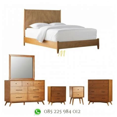 Set Tempat Tidur Minimalis Retro Jati Indomebel Id