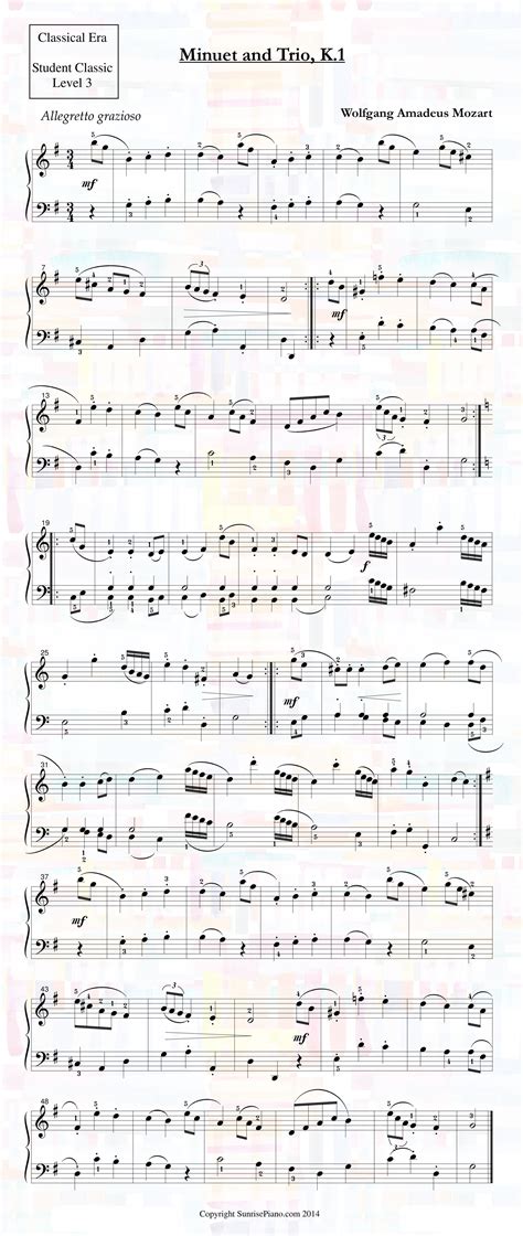 Mozart - Minuet and Trio, K.1 - Piano Sheet Music