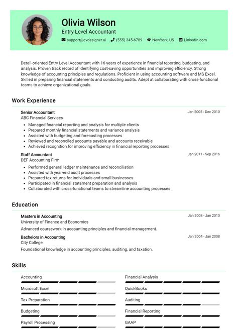 Entry Level Accountant Resume Example for 2026: Effective CV Writing