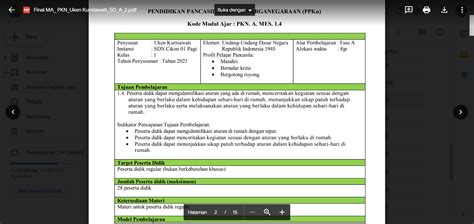 Modul Ajar Pkn Kelas 1 Sd Kurikulum Merdeka Aturan Yang Ada Di Rumah