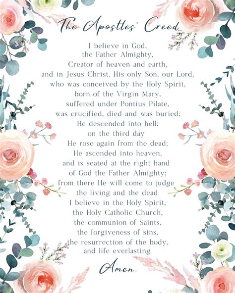 apostles creed prayer catholic prayer digital file  etsy