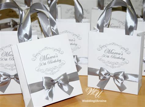 40 Gift Bags for Birthday Party Elegant Paper Bag With Silver Satin ...