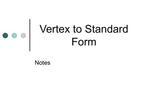 Vertex To Standard Form