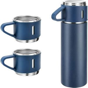 Harikaran Vacuum Insulated Flask Set Cup Set For Hot Cold Drink Bpa Free Gift Set Blue