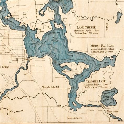 Chetek Chain Of Lakes 4 Level Nautical Chart Wall Art 16”x 20” Sea