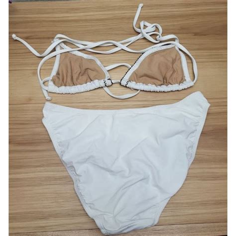 Swim Vintage S Size Bikini Set White High Waist Bottoms Ruffle
