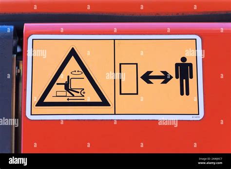Warning Sign On An Excavator Stock Photo Alamy