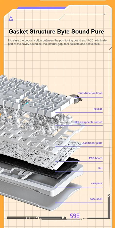 Aula S Mode Mechanical Keyboard With Knob Hot Swap Custom Gasket Bluetooth Gaming Keyboard
