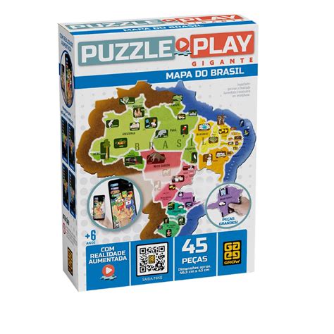 Jogo Mapa Do Brasil - Jogo Mapa Do Brasil Puzzle Play 45 Peças Grow - Pequenos Travessos ...
