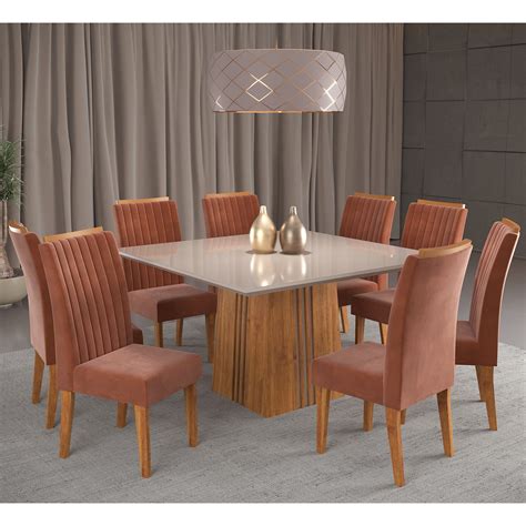 Mesa De Jantar Para 8 Pessoas - Jantar As Oito Mesa De Jantar De Madeira Maciça Aurora 8 Cadeiras,