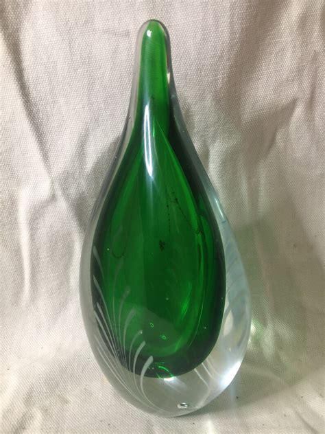 Vintage Murano Sommerso Glass Teardrop Paperweight Etsy