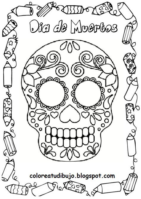 Calavera De Azucar De Dia De Los Muerto Para Colorear Colorea Tus Dibujos