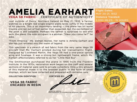 Amelia Earhart Vega 5b Red Fabric Limited Supply