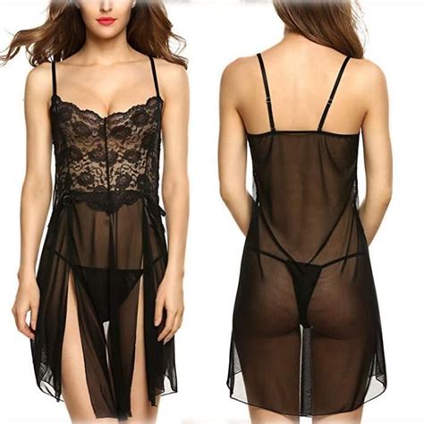 Nuisette Femme Chemise De Nuit Sexy Lingerie Babydoll Dentelle Chemise