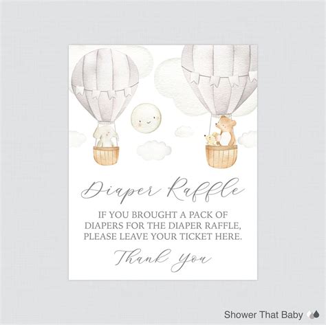 Gray Hot Air Balloon Diaper Raffle Tickets And Diaper Raffle Etsy