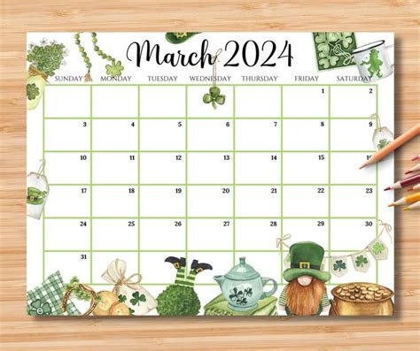 March Editable Calendar Full Vida Allyson