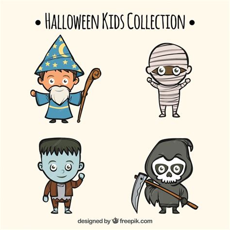Free Vector Funny Halloween Kids Collection