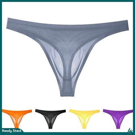 Lucky Men Seamless Sheer Bikini Bulge Pouch G String Thong Briefs Underwear Underpants