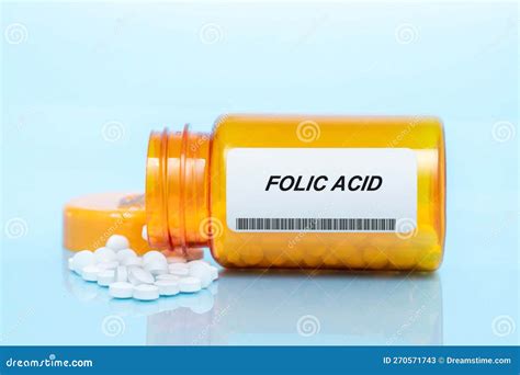 Folic Acid Drug In Prescription Medication Pills Bottle Stock Image