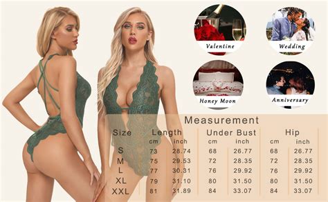 Aranmei Sexy Lingerie For Women Hollow Out Floral Lace Bodysuit One Piece Lingerie Deep V Teddy