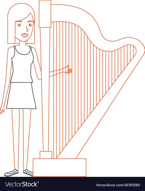 Woman Playing Harp Character Royalty Free Vector Image