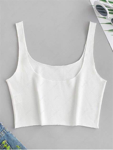 41 OFF HOT 2019 Plain Ribbed Cropped Tank Top In WHITE ZAFUL