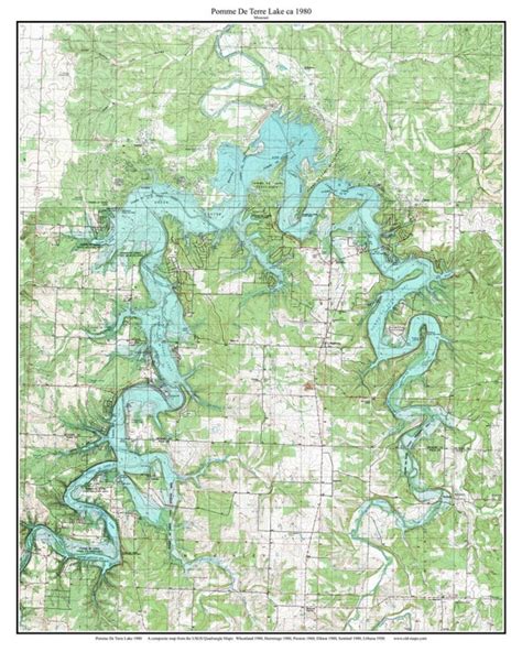 Pomme De Terre Lake 1980 Old Map Topo Custom Composite Usgs Etsy