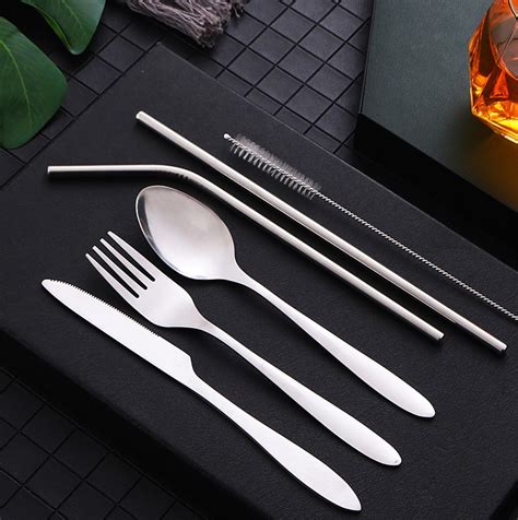 6 Piece Stainless Steel Traveling Cutlery Set Tinsico