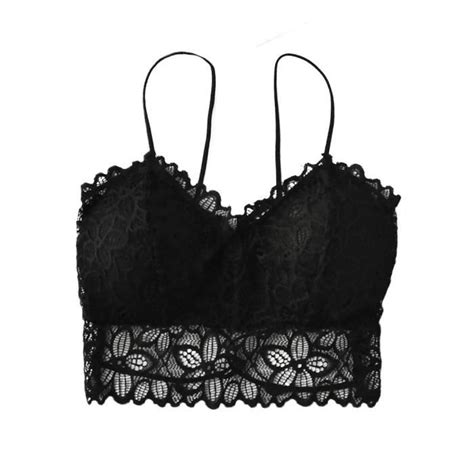 Femmes Gilet Crop Dentelle Sans Fil Soutien Gorge Lingerie Sexy Col En
