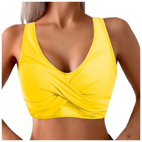Women Swimsuit Bikini Top Wrap Self Tie Bathing Suit With Fixed Wide